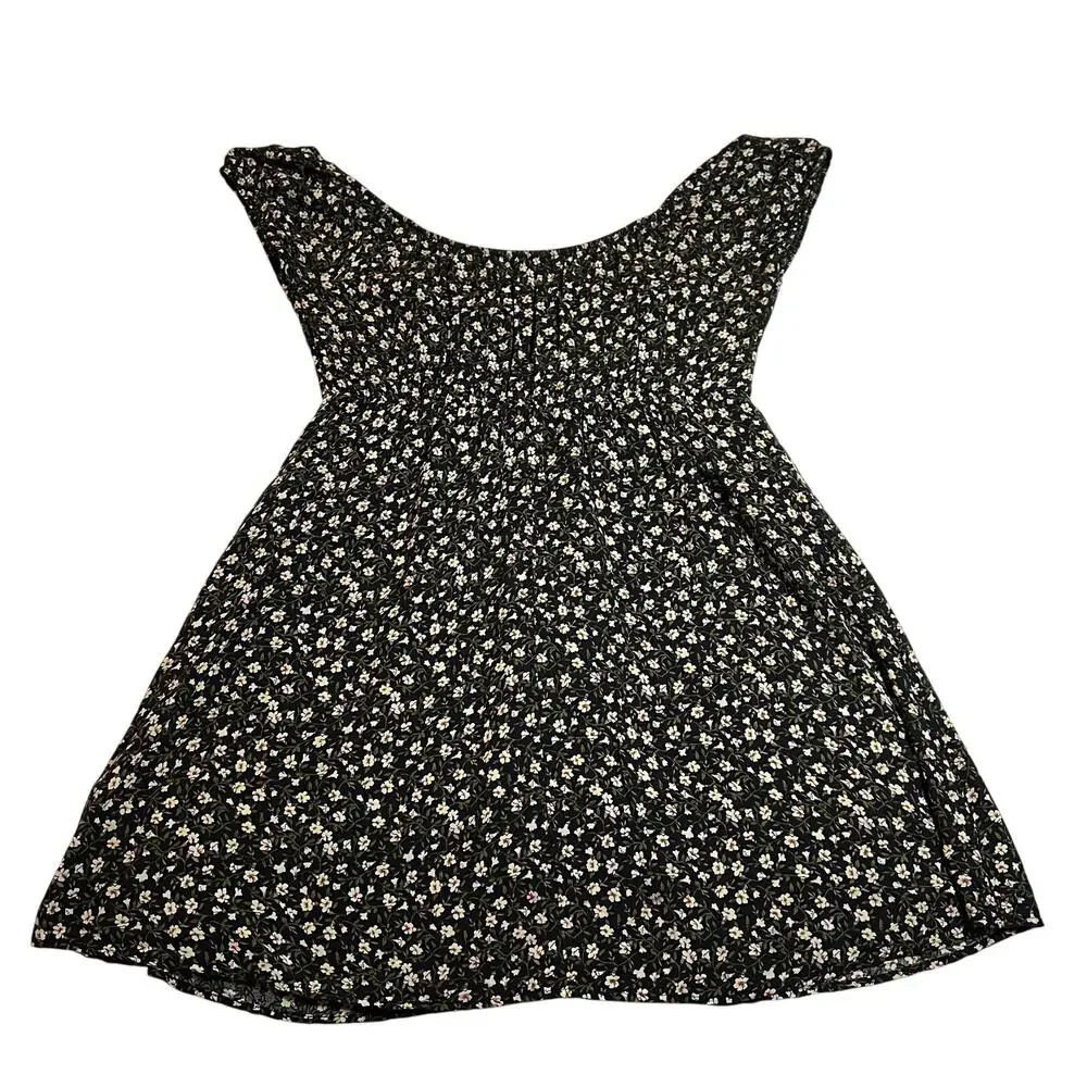Dream Of Me V-Neck Floral Babydoll Mini Dress Size Large Cap Sleeve Y2K Festival - Picture 2 of 11
